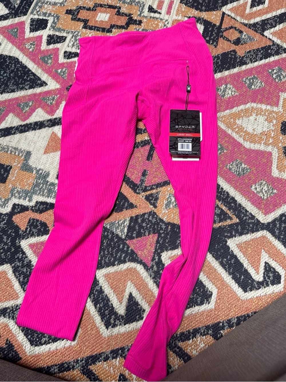 Spyder Neon Pink Ribbed Active Leggings